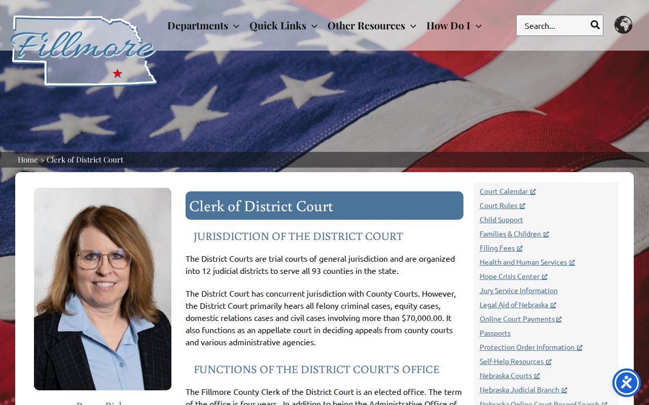 Fillmore County court docket district clerk copy and record information